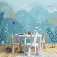 Underwater kids wall mural Baby boy room wall decal