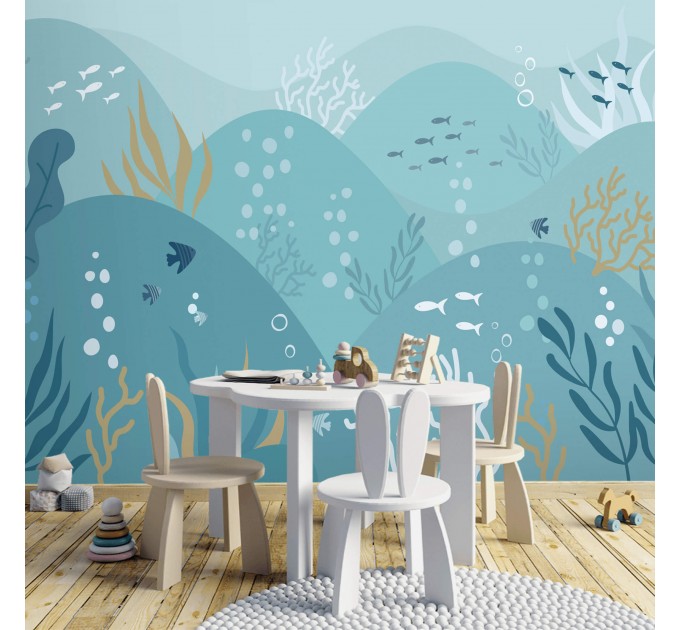 Underwater kids wall mural Baby boy room wall decal
