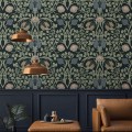 Vintage dark botanical wallpaper, Dark academia accent wall