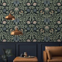 Vintage dark botanical wallpaper, Dark academia accent wall