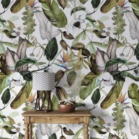 Wallpaper tropical leaves Peel and stick floral botanical wallpaper