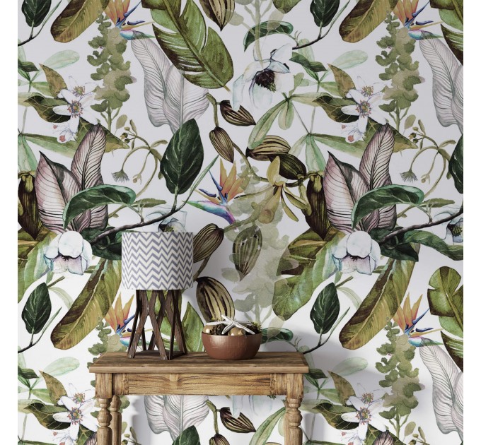 Wallpaper tropical leaves Peel and stick floral botanical wallpaper