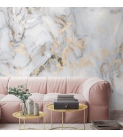 Abstract art wallpaper mural Marble stone white gold wall decor
