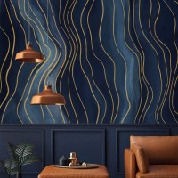 Abstract wallpaper mural Deep blue navy large art wall mural