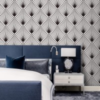 Art Deco wallpaper geometric monochrome accent wall