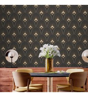 Art deco dark wallpaper fans elegant pattern Art deco dark wallpaper fans elegant pattern