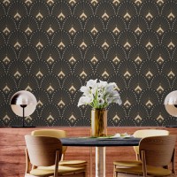 Art deco dark wallpaper fans elegant pattern