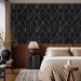 Geometric art deco wallpaper, black gold non metallic decor