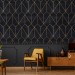 Geometric art deco wallpaper, black gold non metallic decor