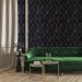 Geometric art deco wallpaper, black gold non metallic decor