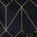Geometric art deco wallpaper, black gold non metallic decor