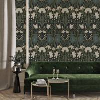 Art nouveau floral ornaments wallpaper