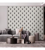 Art deco wallpaper fans, black and white modern pattern Art deco wallpaper fans, black and white modern pattern