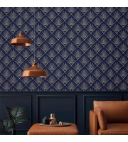 Art deco wallpaper dark blue fans geometric design Art deco wallpaper dark blue fans geometric design