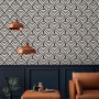 Elegant art deco wallpaper, bold black and white pattern