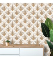 Art deco wallpaper fans white and gold non metallic Art deco wallpaper fans white and gold non metallic