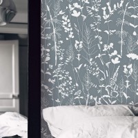 Botanical wallpaper herbs silhouette minimalist wall decor