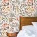 Scandinavian botanical wallpaper with floral & leaf pattern