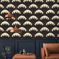 Art deco wallpaper, Bold fan pattern for glamorous interiors