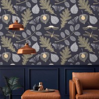 Dark purple botanical wallpaper butterflies