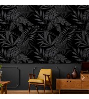 Dark tropical wallpaper black large palm leaves Dark tropical wallpaper black large palm leaves