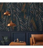 Dark tropical wallpaper large palm leaves wall covering Dark tropical wallpaper large palm leaves wall covering