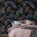 Dark tropical wallpaper, large palm and banana leaves
