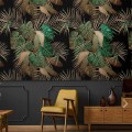 Tropical leaf wallpaper - Dark botanical wall covering