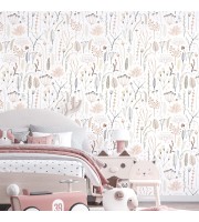Delicate floral wallpaper Blush pink nursery baby girl room