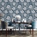 Floral wallpaper blue wildflowers and leaves