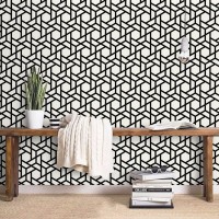 Geometric wallpaper black and white hexagones design