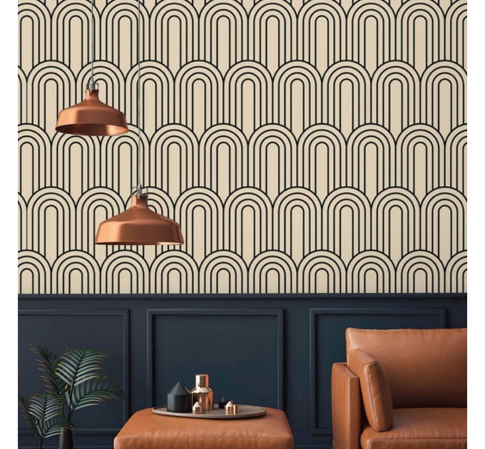 Geometric wallpaper minimalist neutral pattern with arches