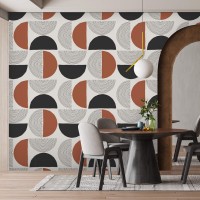 Modern geometric wallpaper, Mid century style