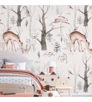 Kids wallpaper forest animals Girls nursery wall decor