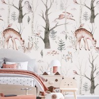 Kids wallpaper forest animals Girls nursery wall decor