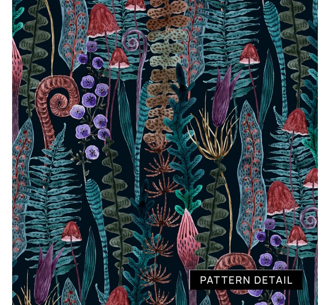Mushroom wallpaper dark botanical whimsical design