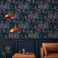 Mushroom wallpaper dark botanical whimsical design