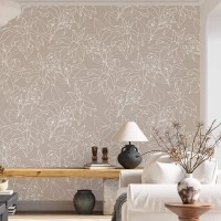 Neutral wallpaper minimalist flowers and leaves