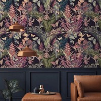 Tropical wallpaper flowers hummingbirds and butterflies