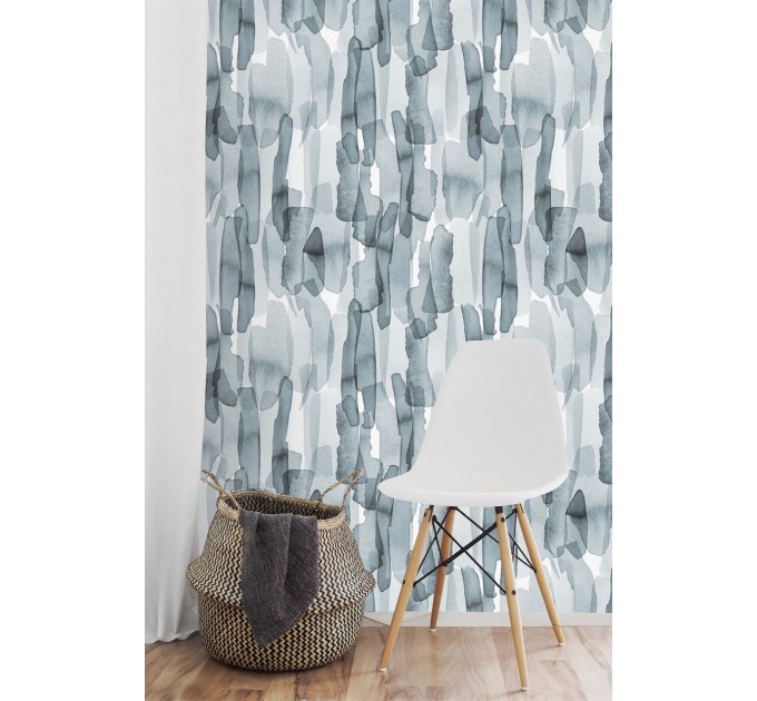 Abstract blue wallpaper watercolor paint strokes, minimalist style