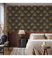 Elegant Art deco wallpaper fans black gold non metallic Elegant Art deco wallpaper fans black gold non metallic