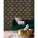 Elegant Art deco wallpaper fans black gold non metallic