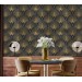 Elegant Art deco wallpaper fans black gold non metallic