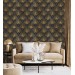 Elegant Art deco wallpaper fans black gold non metallic