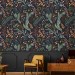 Dark folk botanical wallpaper – Whimsical forest leaves