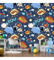Comics wallpaper kids Boys room colorful wall covering
