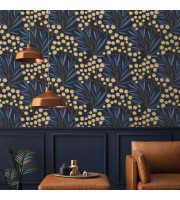 Dark botanical wallpaper wildflowers accent wall