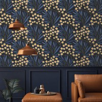 Dark botanical wallpaper wildflowers accent wall