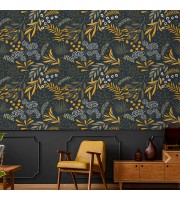 Dark botanical wallpaper leaves and herbs vintage style Dark botanical wallpaper leaves and herbs vintage style