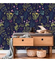 Dark wildflower wallpaper – Botanical floral wall covering Dark wildflower wallpaper – Botanical floral wall covering